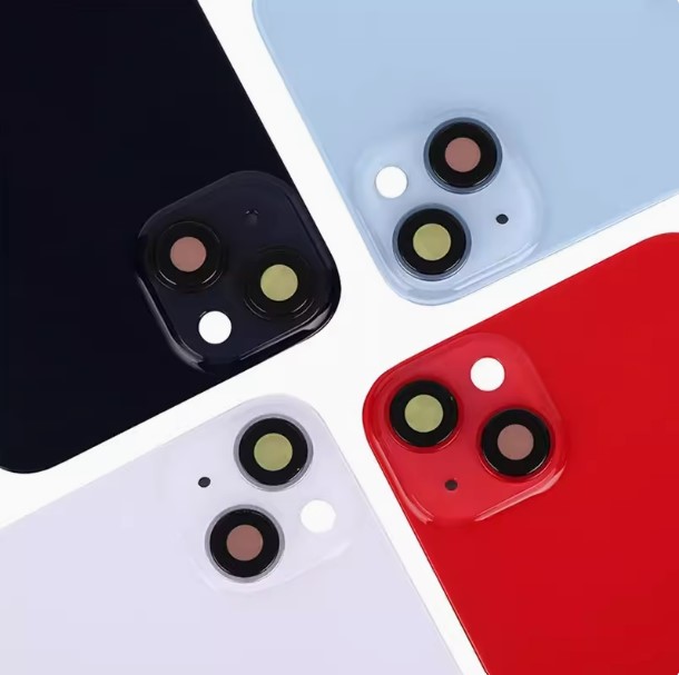 iPhone 14G (Premium) White/Starlight (Белый/Сияющая звезда) Big (Большой вырез) Крышка в сборе с окошками камеры (Артик.ГС-507)
