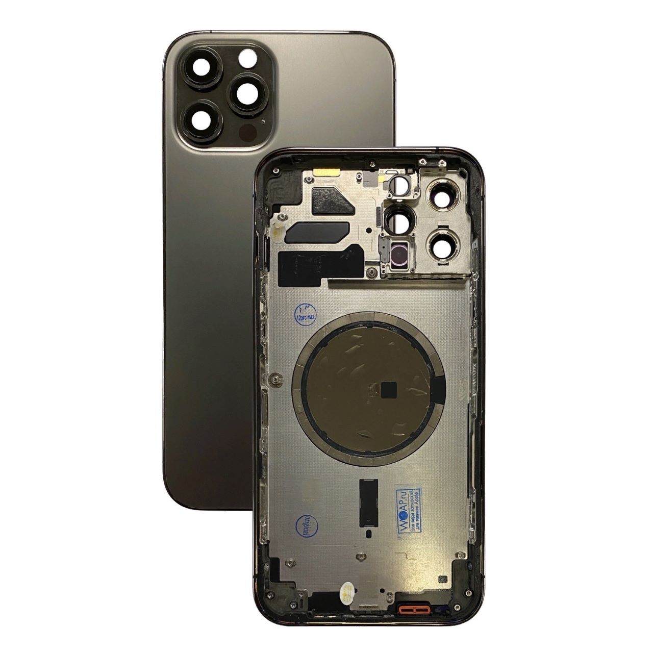 iPhone 12ProMax (Premium) Graphite (Черный) (CE/RU/A) (С надписью) Корпус (Артикул.ГС-527-6)
