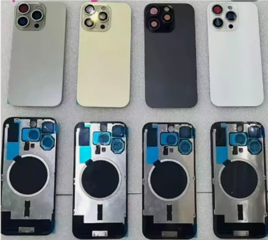 iPhone 16ProMax (Premium) White Titanium (Белый титан) Big (Большой вырез) (Оригинальная коллаборация) Крышка в сборе с окошками камеры (Артикул.ГС-509-1)